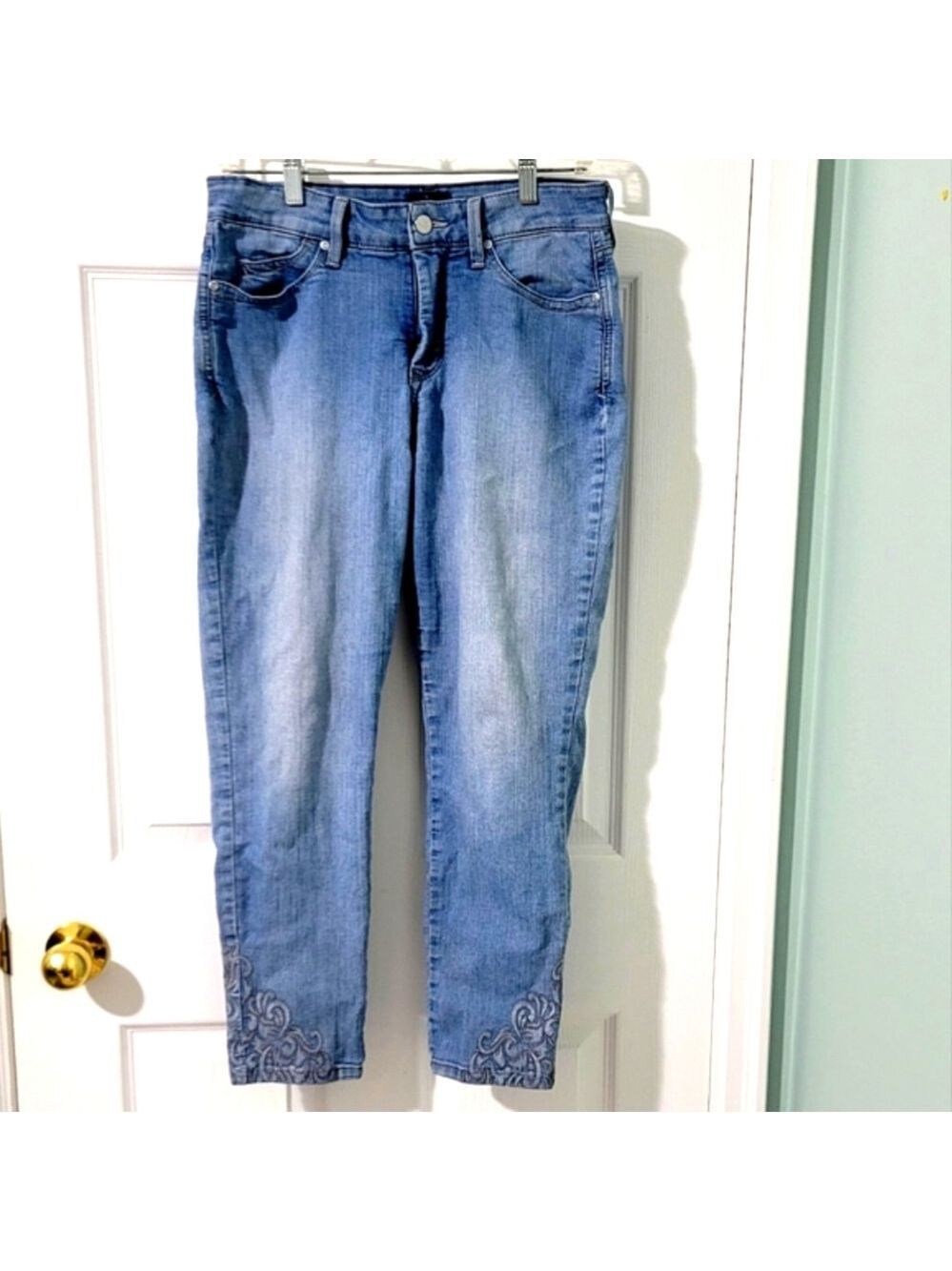 NYDJ Petite Ankle Women's Distressed Denim Jeans Size 8
